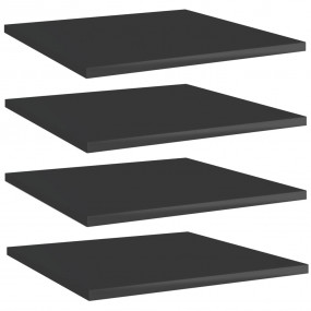 Shelf Set of 4 High gloss black Engineered wood