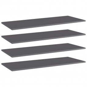 Shelf Set of 4 High gloss grey Engineered wood