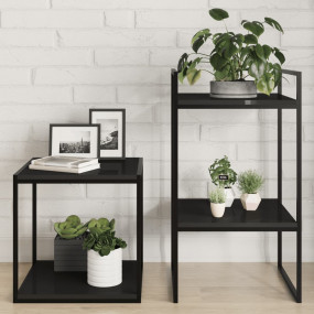 Shelf Set of 8 High gloss black Engineered wood 15.7 x ...
