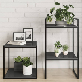 Shelf Set of 4 High gloss grey Engineered wood 16x16 in