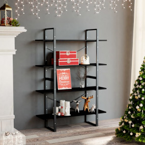 Book Cabinet Black Solid pine wood, metal Large Book Ca...