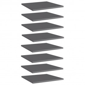 Shelf Set of 8 High gloss grey Engineered wood 15.7 x 1...
