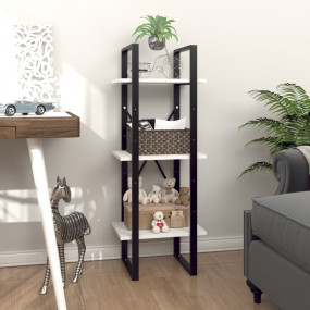 Book Cabinet White Engineered wood and metal Small Book...