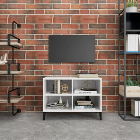TV Cabinet White Engineered wood, Metal Medium TV Cabin...