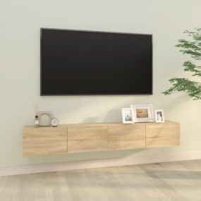 Wall TV Cabinet Set of 2 Sonoma Oak Engineered Wood Med...