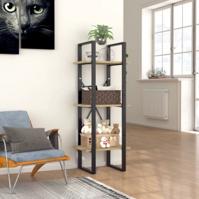 Book Cabinet Sonoma oak, Black Engineered wood, Metal M...