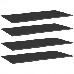 Shelf Set of 4 High gloss black Engineered wood 39.4 x ...