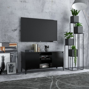 TV Cabinet Black Engineered wood Medium TV Cabinet Rect...