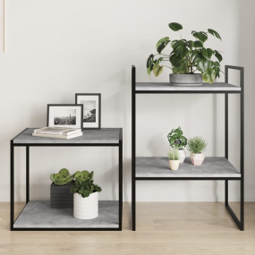 Shelf Set of 8 Concrete Grey Engineered Wood Medium She...