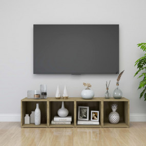 TV Cabinet Set of 4 Sonoma oak Engineered wood TV Cabin...