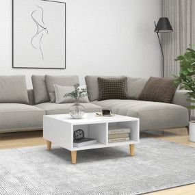 Coffee Table White Engineered wood, Solid eucalyptus wo...