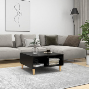 Coffee Table Black Engineered wood, solid eucalyptus wo...