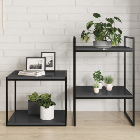 Shelf Set of 4 High gloss grey Engineered wood Medium S...
