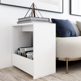 Side Table White Engineered Wood 19.7 in x 10.2 in x 19...