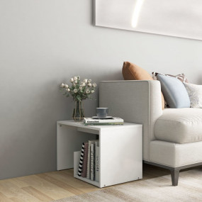 Side Table White Engineered wood Medium Side Table Rect...