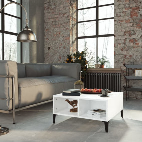 Coffee Table High gloss white Engineered wood, metal St...