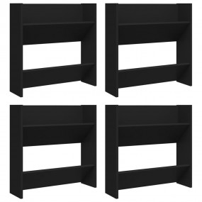 Wall Shoe Cabinet Set of 4 Black Engineered Wood Medium