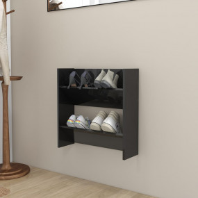 Wall Shoe Cabinet High gloss black Engineered wood Comp...