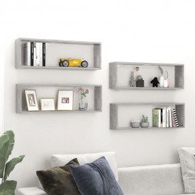 Wall Shelf Set of 4 Concrete grey Engineered wood