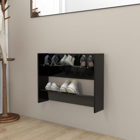 Wall Shoe Cabinet Black Engineered wood Compact Wall mo...