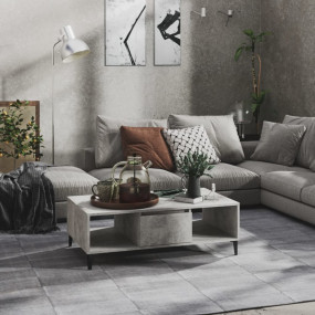 Coffee Table Concrete Grey Engineered Wood Medium Coffe...