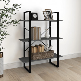 Book Cabinet Grey Solid pine wood, metal Medium Book Ca...