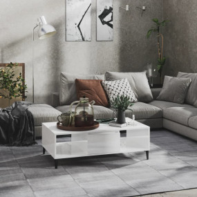 Coffee Table High gloss white Engineered wood, metal Me...