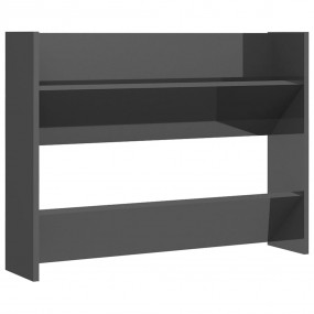 Wall Shoe Cabinet High gloss grey Engineered wood Compa...