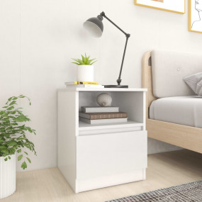 Bed Cabinet Set of 2 White Engineered wood Medium Bed C...