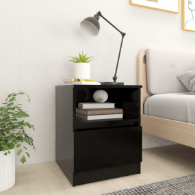 Bed Cabinet Black Engineered wood 15.7 x 15.7 x 19.7 in