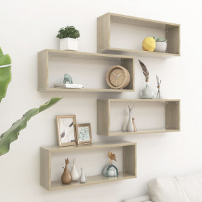 Wall Shelf Set of 4 Sonoma oak Engineered wood