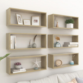 Wall Shelf Set of 6 Sonoma oak Engineered wood 23.6x5.9...