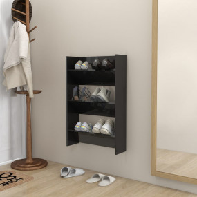 Wall Shoe Cabinet High gloss black Engineered wood Comp...