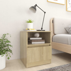 Bed Cabinet Set of 2 Sonoma oak Engineered wood Medium