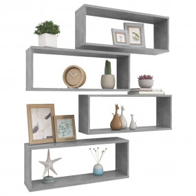 Wall Shelf Set of 4 Concrete gray Engineered wood Mediu...