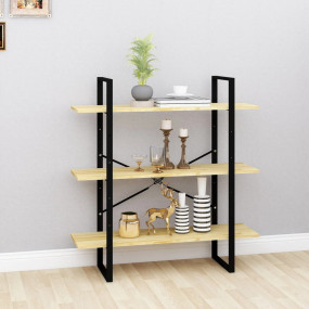 Book Cabinet Natural wood and black Solid pine wood Med...