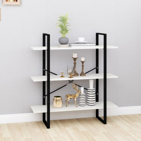 Book Cabinet White Solid pine wood, metal 3-Tier Book C...