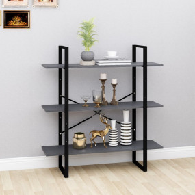 Book Cabinet Gray Solid pine wood, metal Medium Book Ca...