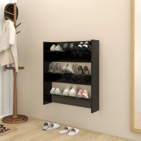 Wall Shoe Cabinet Black Engineered wood Medium