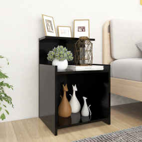Bed Cabinet Black Engineered wood Medium Bedside Table