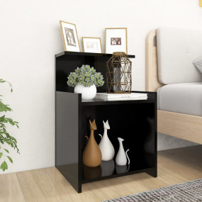 Bed Cabinet Set of 2 Black Engineered wood Medium Bed C...