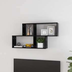 Wall Shelf Black Engineered Wood Medium Wall mounting