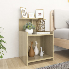 Bed Cabinet Set of 2 Sonoma Oak Engineered Wood Compact