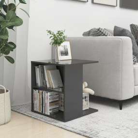 Side Table High gloss grey Engineered wood Compact Side...