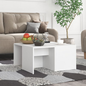 Coffee Table Set of 4 White Engineered Wood Medium Coff...