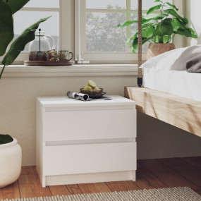 Bed Cabinet Set of 2 White Engineered Wood Medium Bed C...