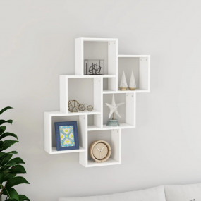 Wall Shelf White Engineered wood Medium Wall Shelf Squa...