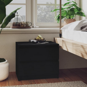 Bed Cabinet Black Engineered Wood Medium Bedside Cabine...
