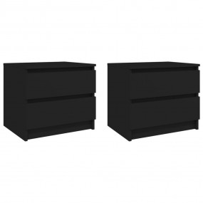 Bed Cabinet Set of 2 Black Engineered wood Bed Cabinet