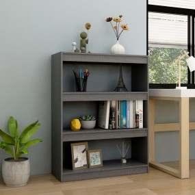 Book Cabinet Grey Solid Pinewood 39.4 x 11.8 x 40.6 in